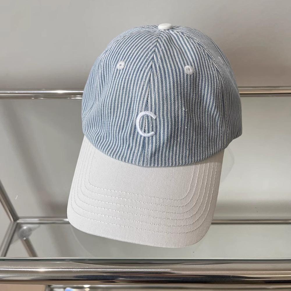 

Peaked Cap Letter Baseball Hat Stripe Sun Hat Simple Embroidery Baseball Cap Spring Summer белый