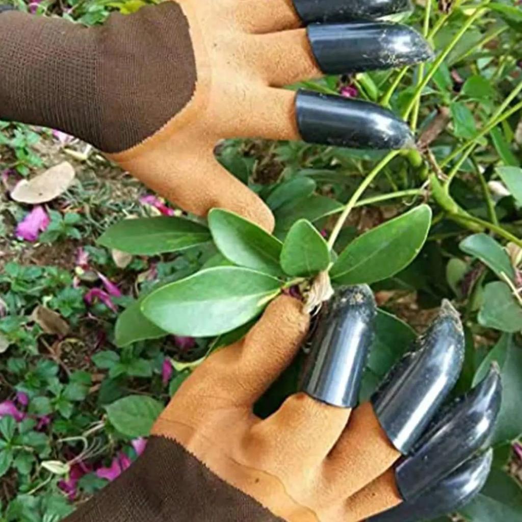 1Pair- Gardening Gloves with Claws Digging Planting Protective Latex Gloves Durable Waterproof Prick-proof Permeable Home Labor