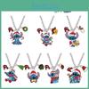 Electroplated Christmas Pendant Cartoon Star Baby Stitch Necklace Anime Peripheral