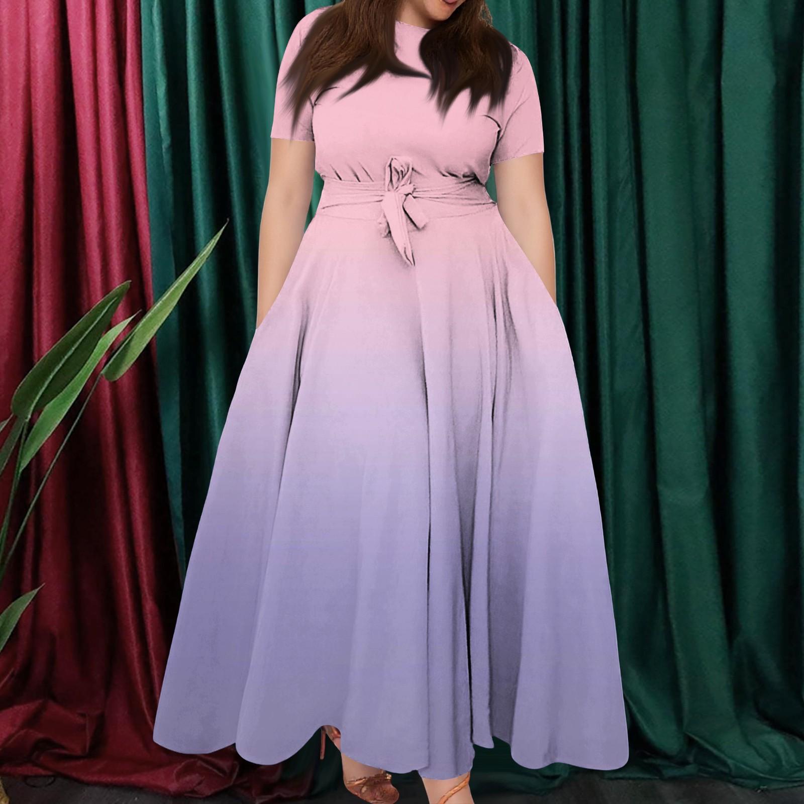 

Женское повседневное модное свободное платье большого размера с принтом, круглым вырезом и короткими рукавами, карманными бретелями XXXXXL