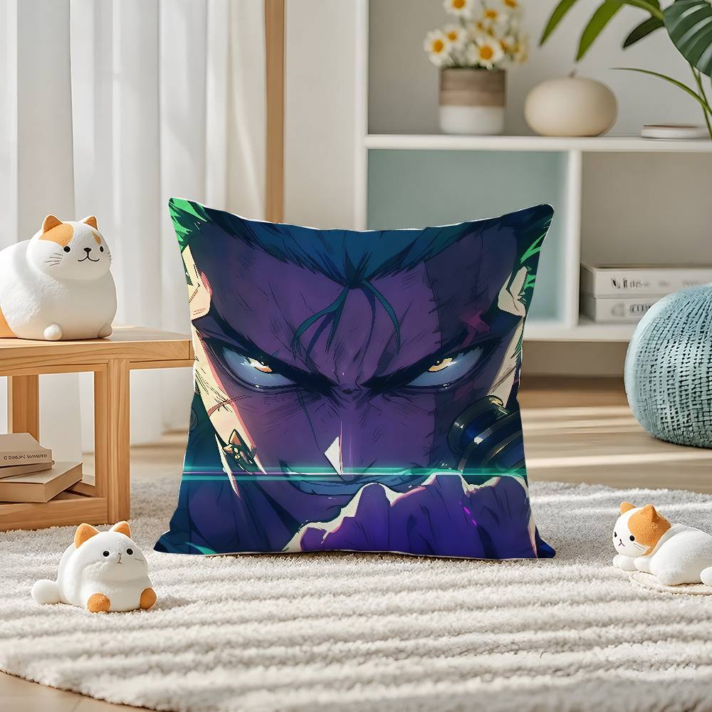 One Piece Straw Hat Pirates Anime Plush Pillow Cover Soft Short Plush Cushion Cover For Sofa Bedroom Home Decor Gift Decoration