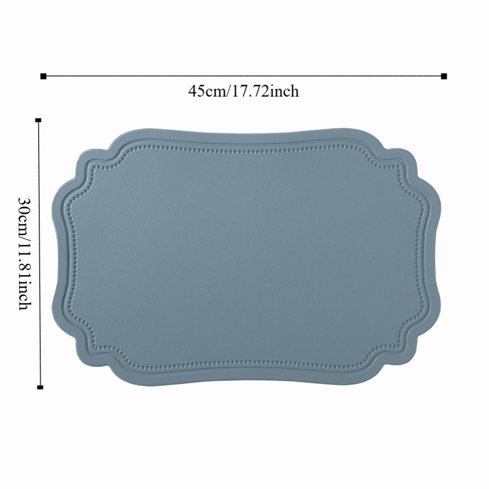 4 Piece Retro Irregular Tableware Pad Waterproof Washable Table Mat PU Leather Scratch Resistant Heat Insulated Mat