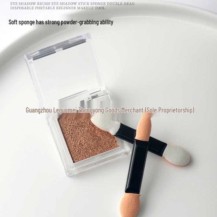 Double-Ended Eyeshadow and Nail Art Sponge Brush, 6.5CM Black Handle