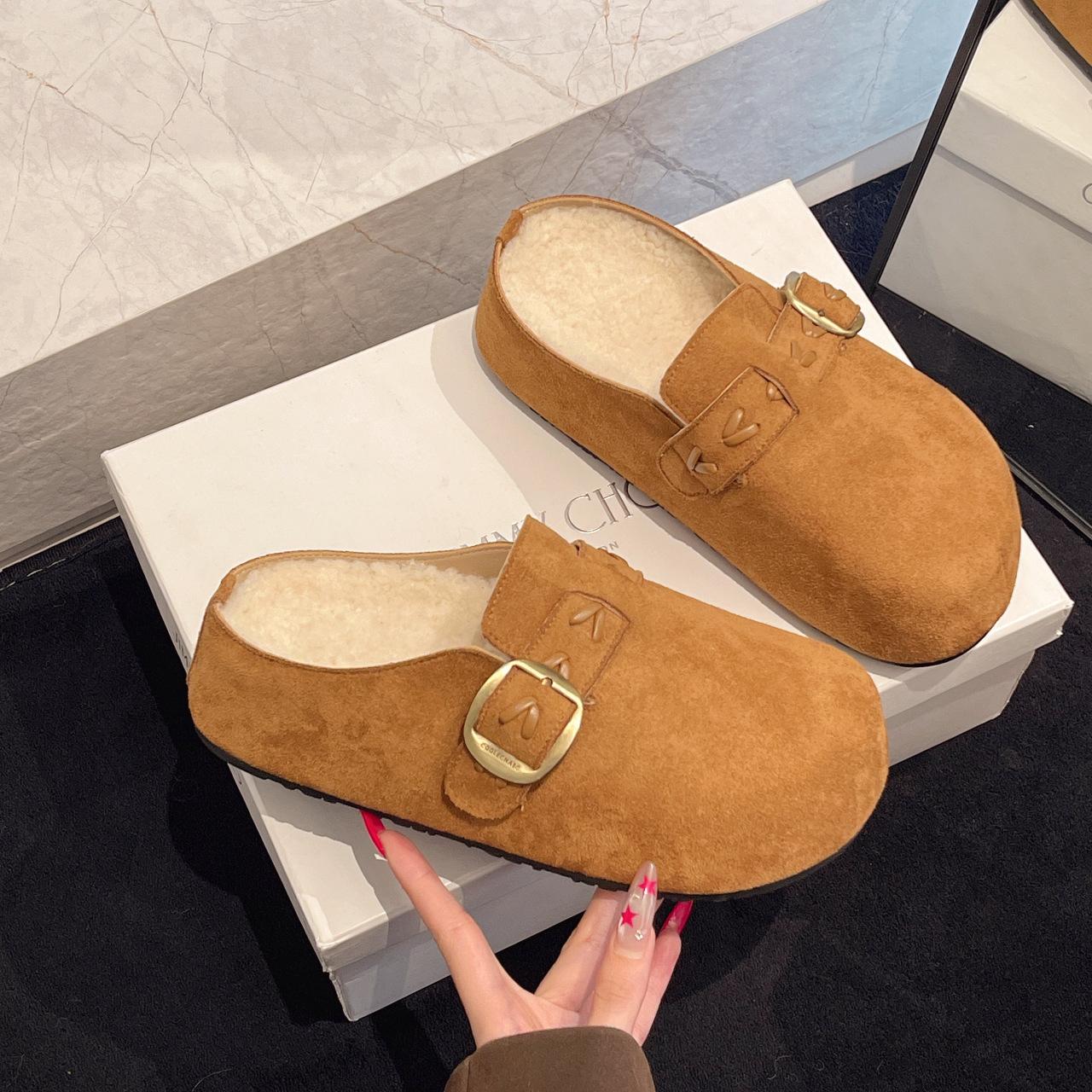 

Lazy wind thick-bottomed bag head dragging women outside wear winter new heightening soft bottom one-pedal women 40 коричневий