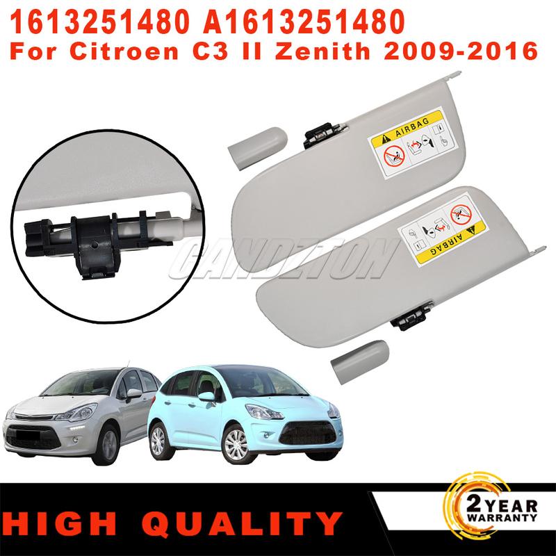

New Sun visor Interior sunshade kit Left Right A1613251480 1613251480 For Citroen C3 II Zenith Easy tallation car accessories Right
