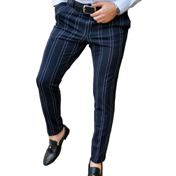 Buy Men's Striped Plaid Trousers Casual 