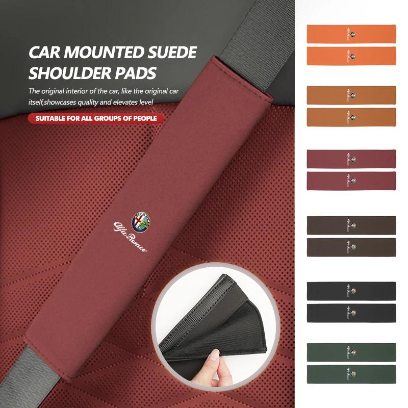 Suede Car Seat Belt Shoulder Protector Cover Safety Padding Pad For Alfa Romeo 159 Giulietta Giulia 147 Mito 156 159 166 GT