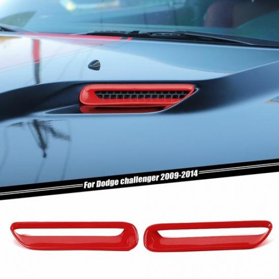 Red ABS Hood Air Conditioner Outlet Vent Trim Cover For Dodge Challenger 2009-14