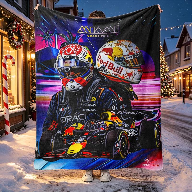 Red Bull Racing Pattern Blanket for Home Decoration, Bed, Sofa, Car Travel, Camping, Suitable for All Seasons, Birthday Christmas Gift
