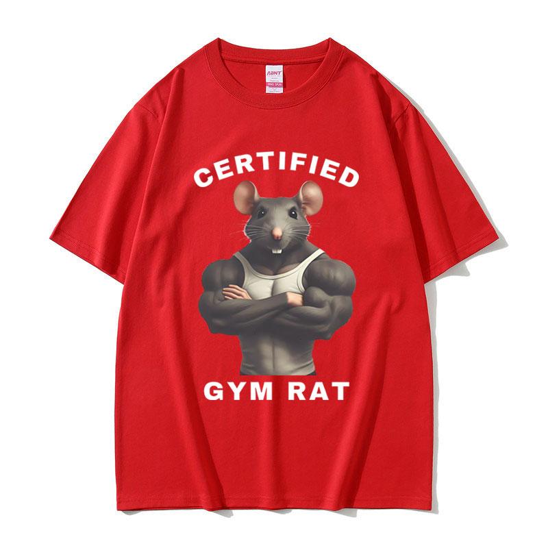 Funny Rat Gym Fitness Graphic T-shirt Fashion Summer Short Sleeve Unsiex Casual High Quality Pure Cotton Summer Breathable Top