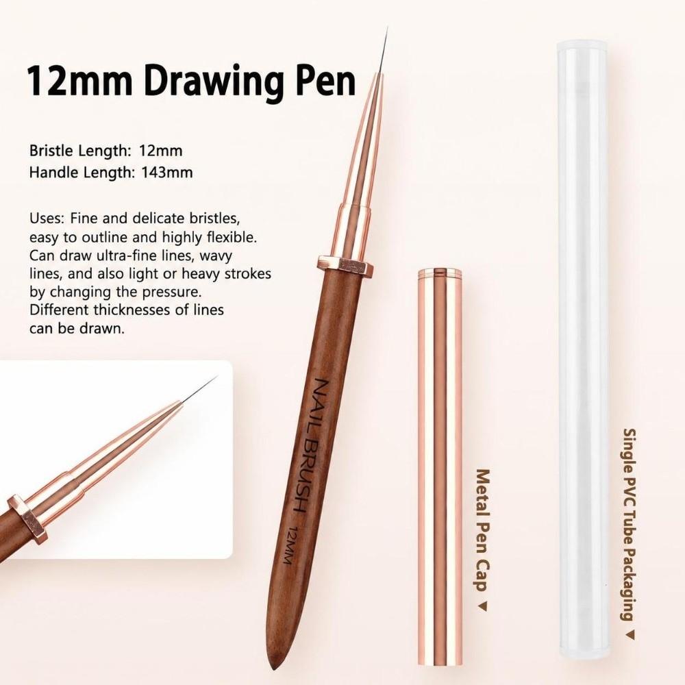 Sandalwood Handle Nail Design Pen Portable Pen Detail Brush New Manicure Pen Nail Salon