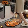 Halloween Welcome Doormat Half Circle Spider-Web Bat Skull Pumpkin Shape Floor Mat Non-Slip Entrance Mat for Front Door Porch Home Decoration