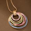Geometric Oil-Drip Hollow Oval Pendant Necklace Versatile Women's Jewelry for Everyday Formal Wear Valentine's Day Gift