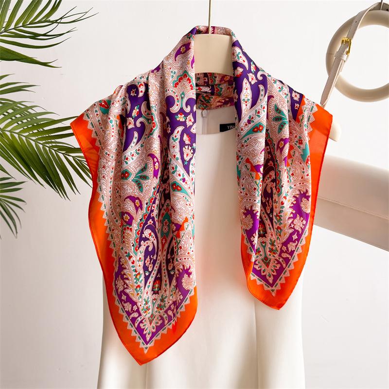 Square Scarf Women‘S Imitation Silk Bandanna Professional Decoration Headband Hair Shawl SpringSummer Luxury Neckerchief Hijab