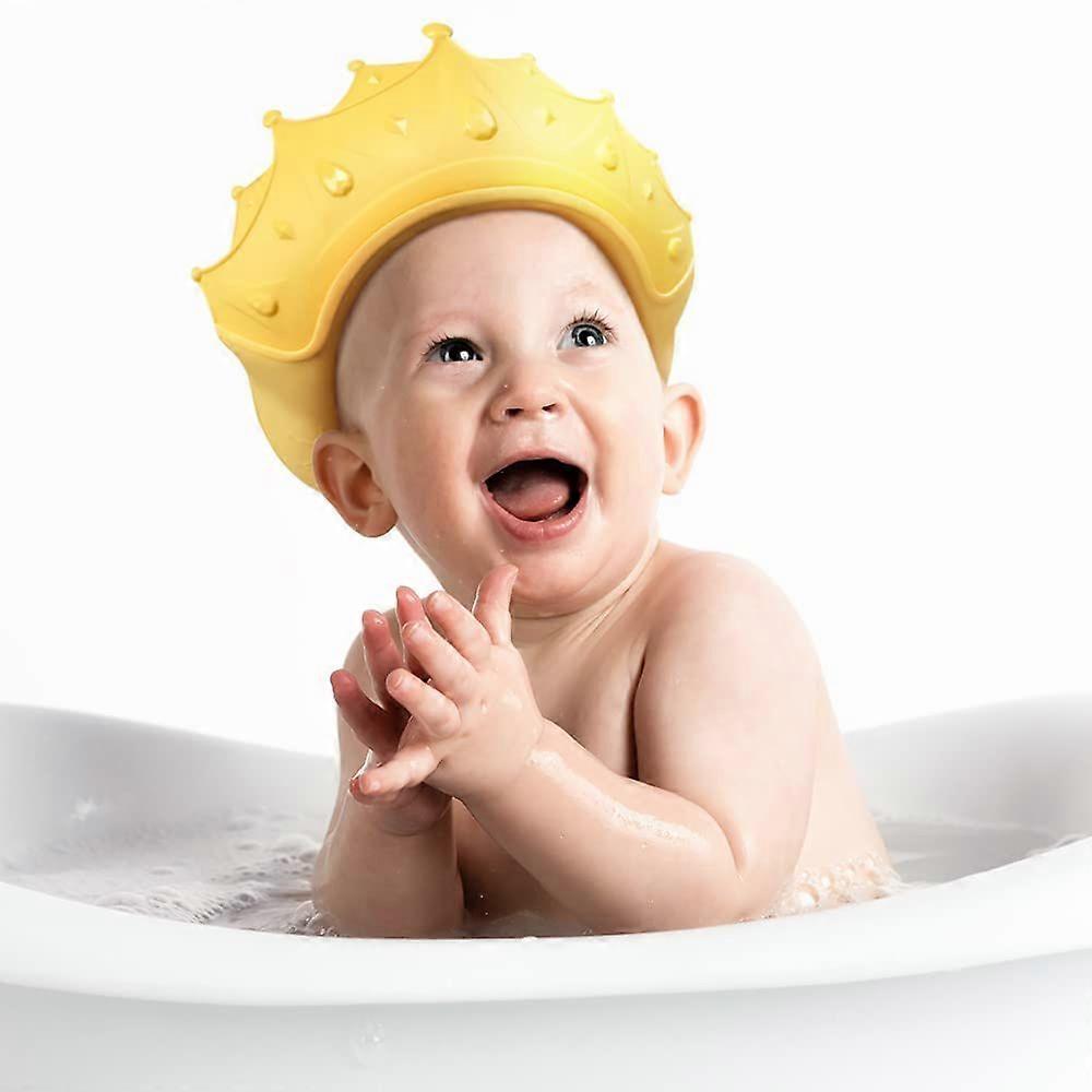 Baby Shower Cap Waterproof Shampoo hat for Children Toddler Girls Boys Protect ears eyes.Adjustable Silicone Bathing Crown.
