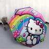 Rainbow Hello Kitty Automatic Folding Umbrella with Sturdy Iron Frame, Portable Compact Travel Umbrella All-Season Use Parties011