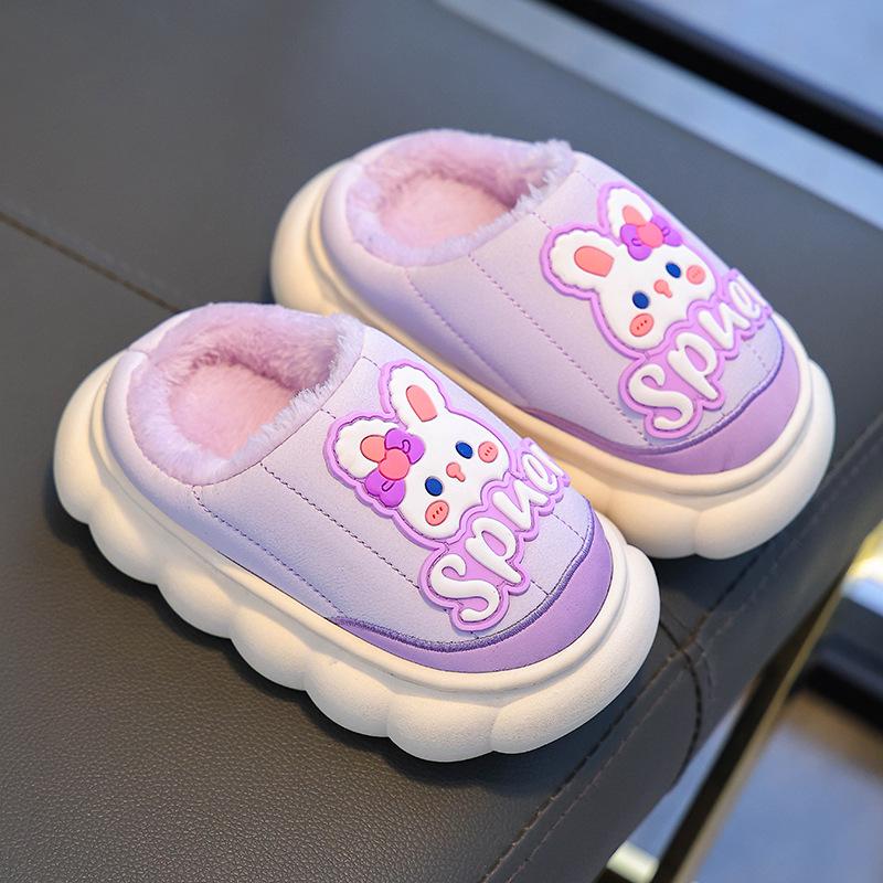 Winter 2024 Waterproof Cotton Slippers for Boys & Girls – Warm Plush Home Shoes