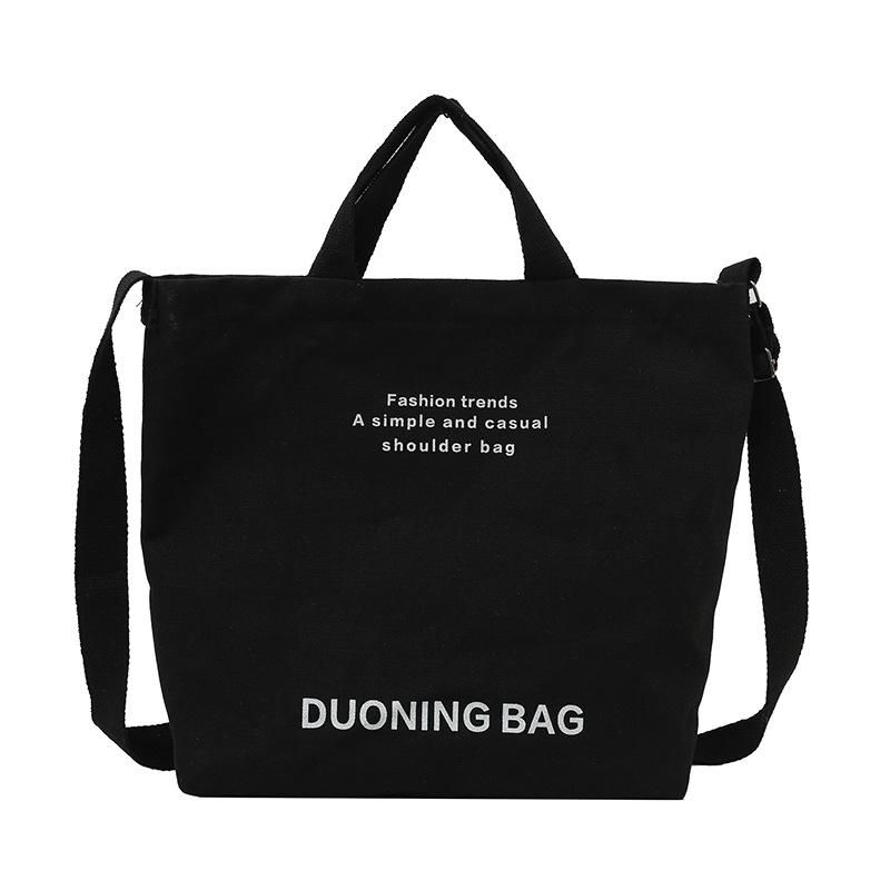 

Корейская версия повседневной холщовой сумки для женщин 2024 года, летняя новая сумка-мессенджер большой вместимости с текстурой для поездок на работу, портативная сумка-тоут чёрный