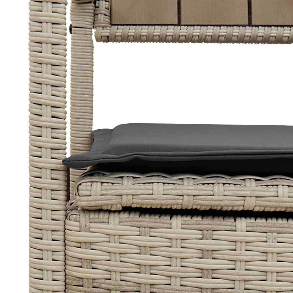 Garden Bench with Storage Space and Cushions Light Grey Poly Rattan