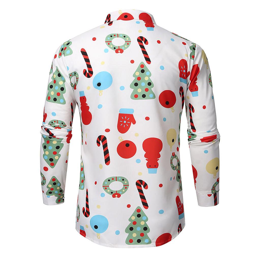 Men Casual Snowflakes Christmas Deer Printed Christmas Shirt Top Blouse