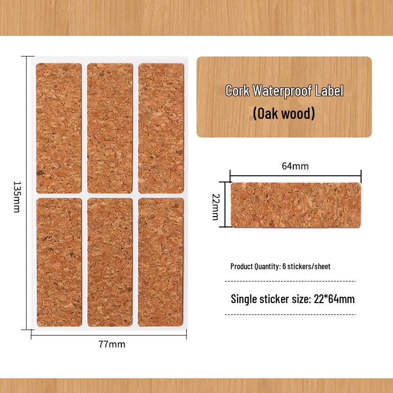 Traceless Self-Adhesive Waterproof Cork Grain Kitchen Label Stickers