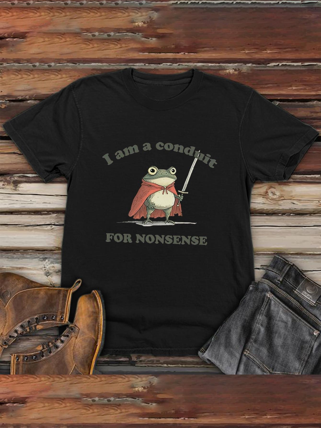 

I Am The Medium of Nonsense Graphic Tee - Men S Casual Short Sleeve T-Shirt with Whimsical Frog Design XXXL