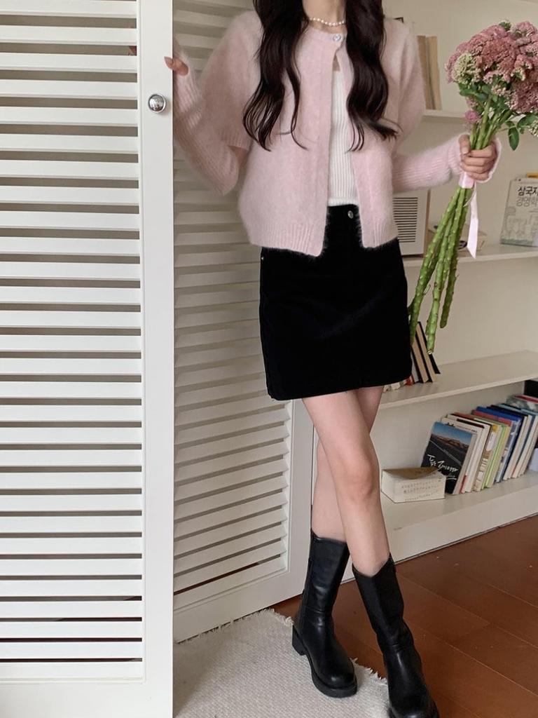 Korean Fashion Knit Sweater with Long Sleeves and Arm Set of Cardigan and Short Sleeve Korean Short [KOREARU] Women's Covers, Bolero, Knitwear,