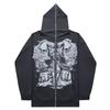 Full zip hoodie sweater gothic high street full zip oversized coat men's and women's streetwear y2 coat