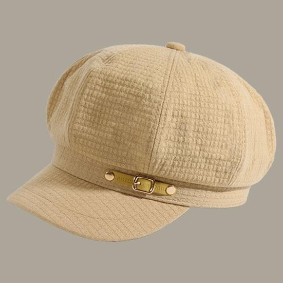 Womrn Herbst Winter Hut Maler Hut Kurze Krempe Schnalle Dekor Dome Top Retro Künstlerische Dekorative Dame Kappe