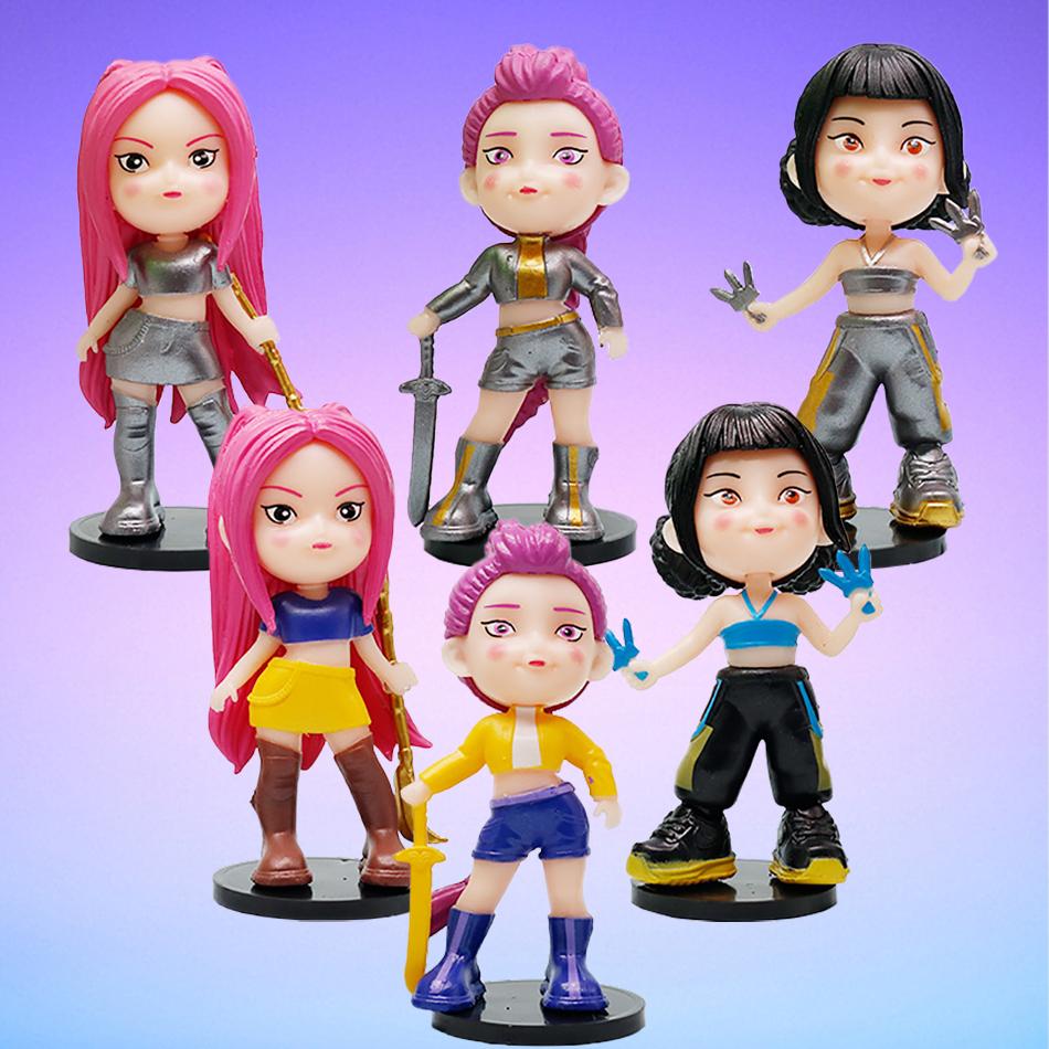 6pcs/Set Q Version Kpop Demon Hunters Action Figure PVC Toy Derpys Rumi Mira Zoey Sussy Figurine Doll For Fans Gift Childen Gift