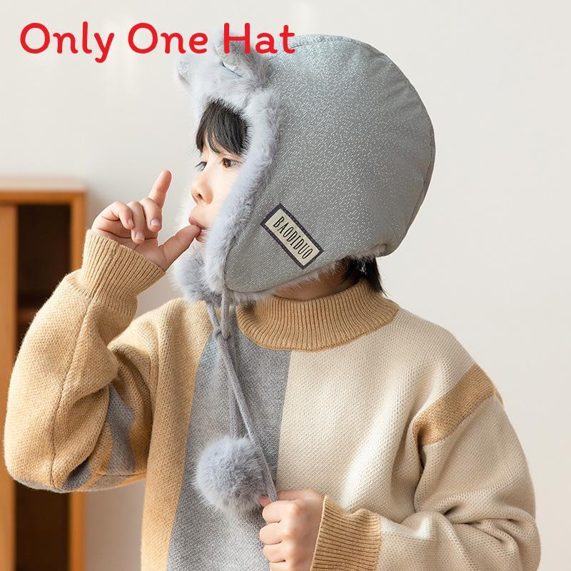 Winter Kids Hat With Fleece Lining And Cartoon Design For Cold Weather Comfort