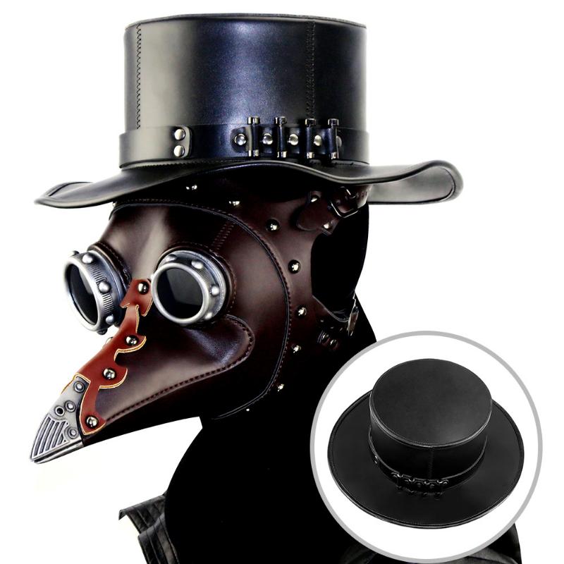 Funny Medieval Plague Doctor Mask Leather In Black Beak Mask Doctor Halloween Mask Steampunk PU Birds Cosplay Doctour De Peste