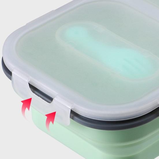 Silicone Collapsible Lunch Box Large Capacity Microwave Safe BPA Free Odorless Compartment Lunch Box