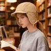 1pc Winter Warm Retro Bomber Hat for Women,outdoor Windproof Casual Solid Color Ear Protection Fleeced Pilot Cap Earflap Bonnet