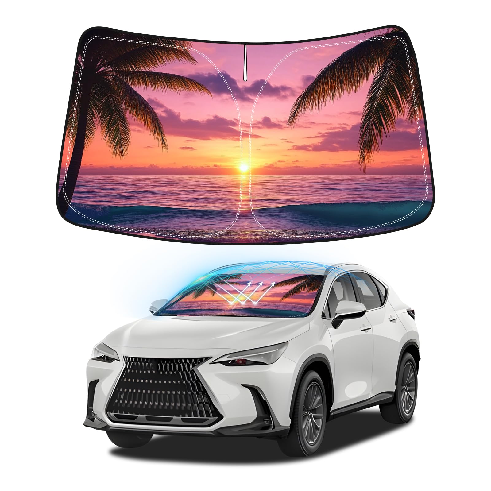 

BLUESEATEC Совместимый с Lexus NX 20 серии Ветровое стекло 2-го поколения УФ Без присосок Сон в затемнении УФ Легко установить и Хранение в салоне