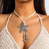 Starfish Fringe Necklace Women Vacation Style Long Velvets Rope Clavicle Chain Adjustable Length Collar Chain Jewelry
