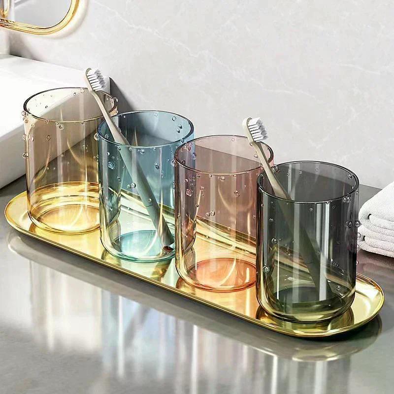 1Pcs Couple Solid Color Transparent Mouthwash Cup Large Capacity Nordic Style Toothbrush Cup Transparent Mouthwash Plastic Cup