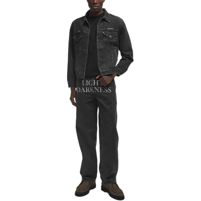 Levis SS25 35th Anniversary Collection Letter Embroidery Eye Pattern Printed Button Multi-Pocket Jacket Men Jacket Black 001YW0000