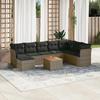 VidaXL Garden Lounge Set 9 Pcs with Grey Cushions Wicker 3223785