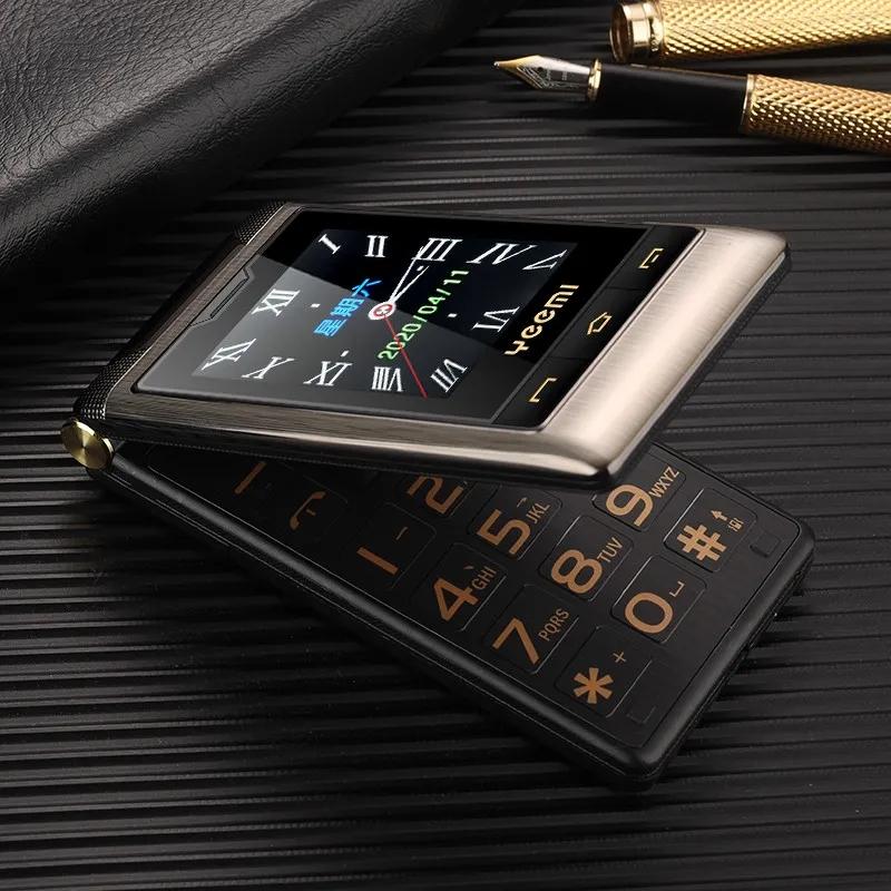 YEEMI G10-1 Celular Presente Bolsa de Couro Display Duplo Dual SIM 1800mAh Telefone Celular Flip Teclado Grande Voz Alta Fonte Grande Telefone com Recursos para Idosos