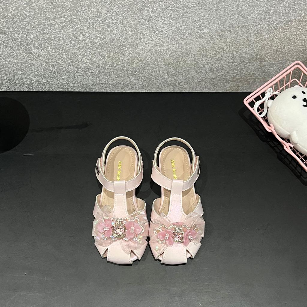 Girls' Princess Shoes New Summer Sparkling Rhinestone Princess Shoes Non-slip Sweet Wind Soft Sole Beach Classmates