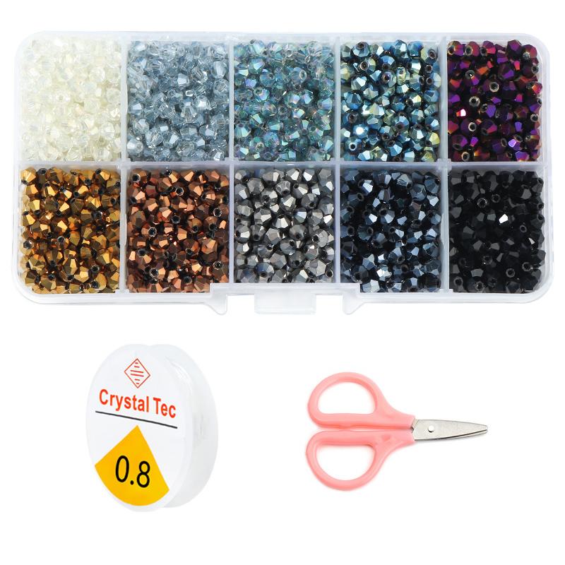 Jewelry Making Kits Czech Crystal Bicone Beads Kit For Making Jewelry Material Loose Spacer Beads Box DIY Bracelet Earrings