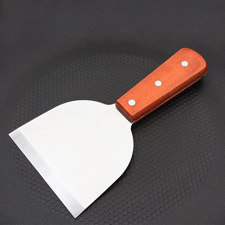 Stainless Steel Teppanyaki Pancake Shovel with Wooden Handle