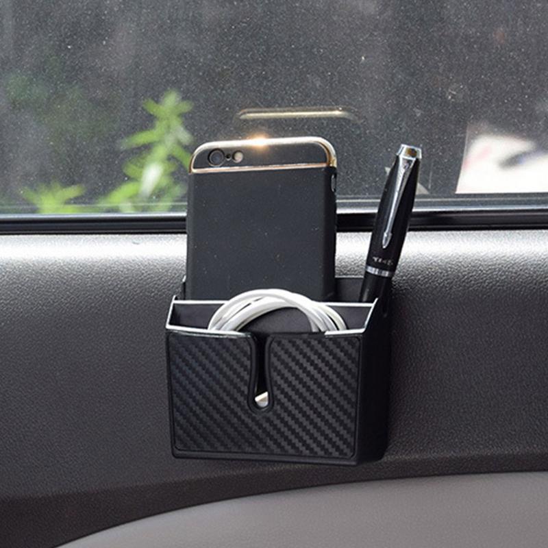 Adhesive Carbon Fiber Container For Car Scratch-Resistant Car Storage Organizer Box Large Capacity Car Trunk Storage Box