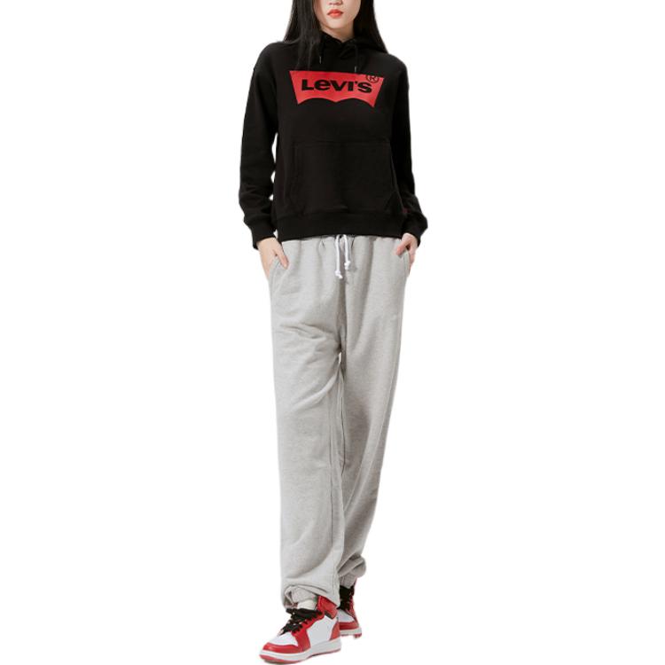 Levis FW22 Solid Logo Print Hooded Long Sleeve Sweatshirt Women sweatshirt Black A4959-0001