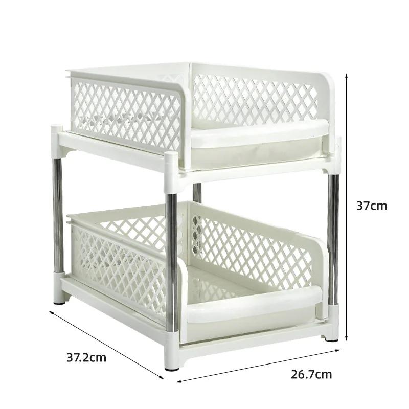 2-Tier Under Sink Organizer Kitchen Drawer Bathroom Storage Racks Multi-Use Slide-Out with Handles Under Sink Cabinet Organizers