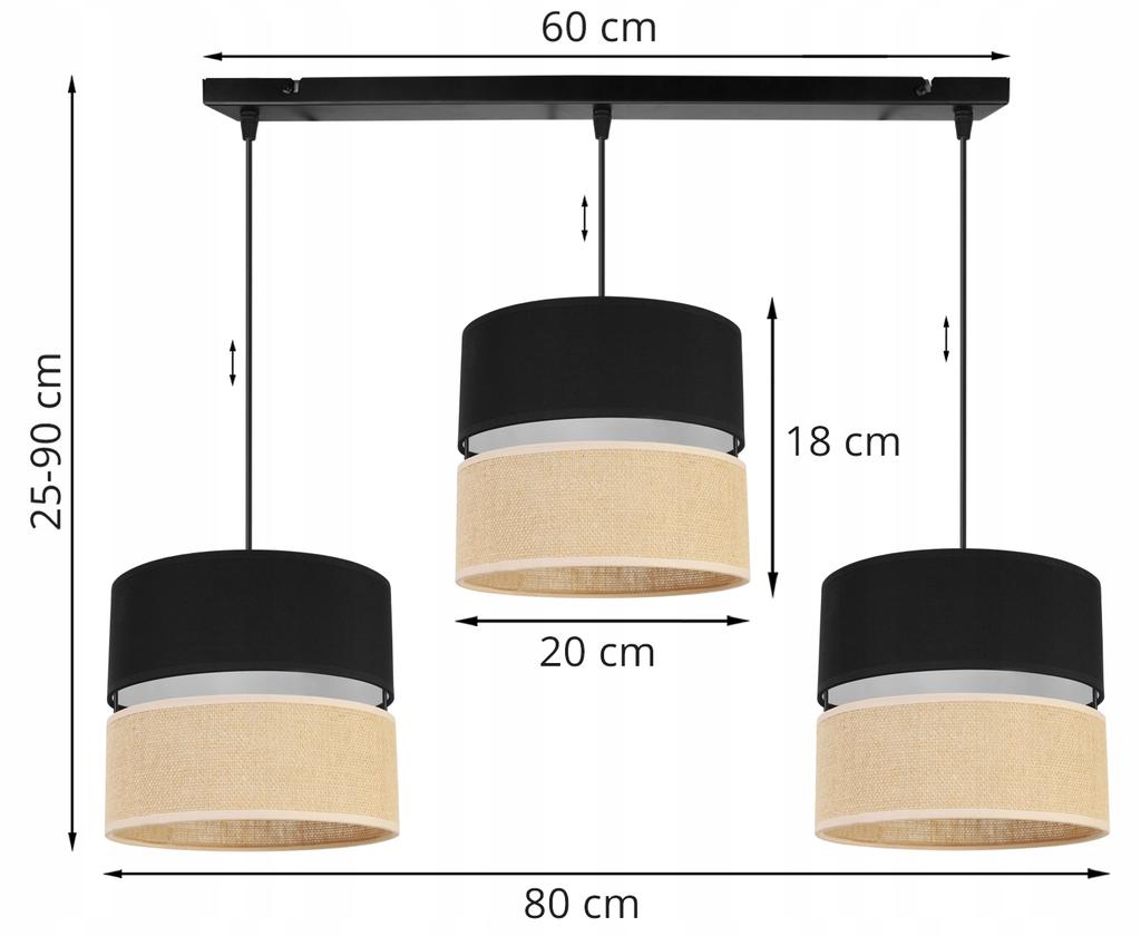 Hanging Lamp, Ceiling Chandelier, Lampshade 20Cm, Black
