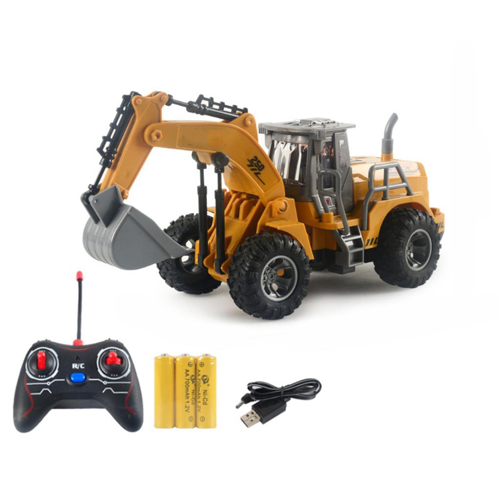 Remote Control Bulldozer Excavator Toy for Boys 5 Channel Rechargeable Engineering Vehicle Model ABS Material