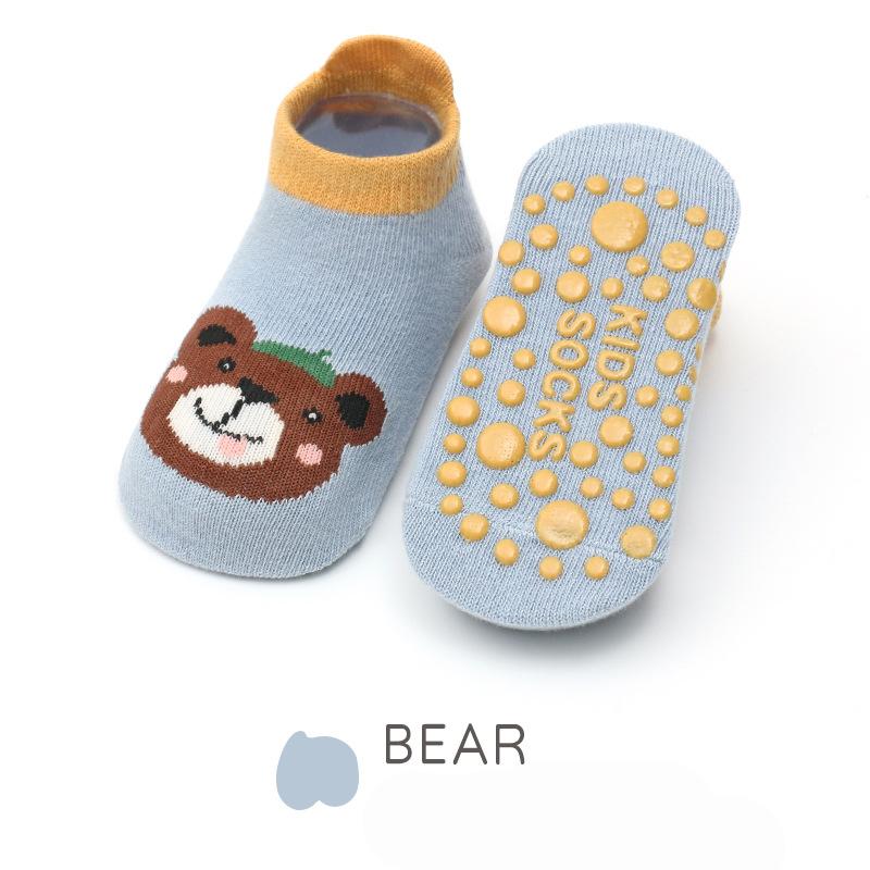 6 párů dětské bavlněné ponožky roztomilý kreslený zvířecí vzor Pohodlné prodyšné dětské protiskluzové podlahové ponožky