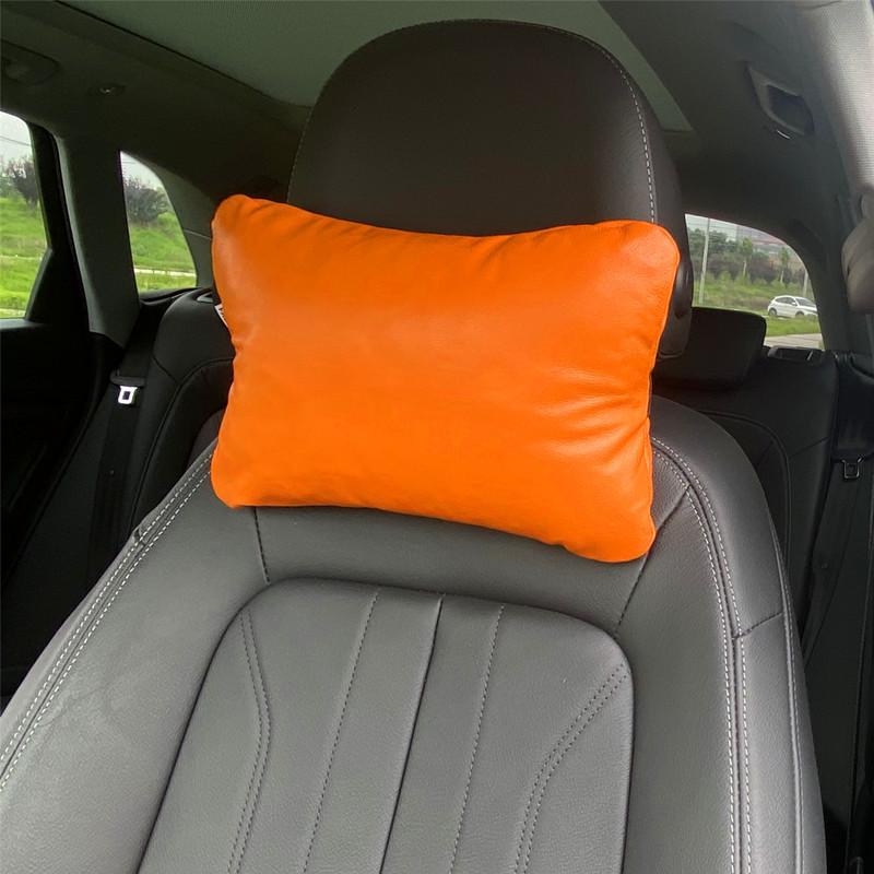 

Genuine Leather Car Headrest Neck Support Pillow Single Headrest оранжевый